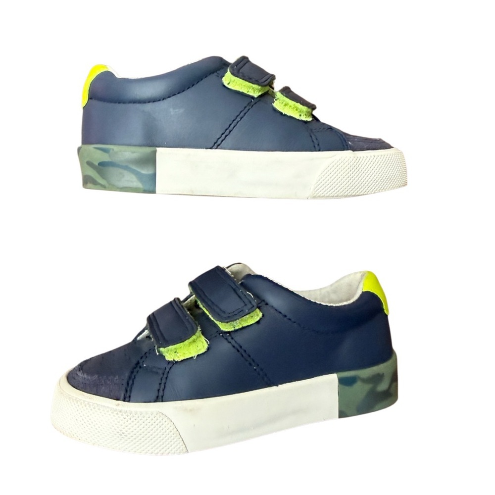 Mini Boden Kids Navy and Green Velcro Sneakers-Euro size 24 US size 7.5 - Picture 3 of 13